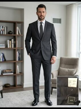 ÀBITO Grey 100% Wool 2-Piece Suit - Model Palma - 42R Regular